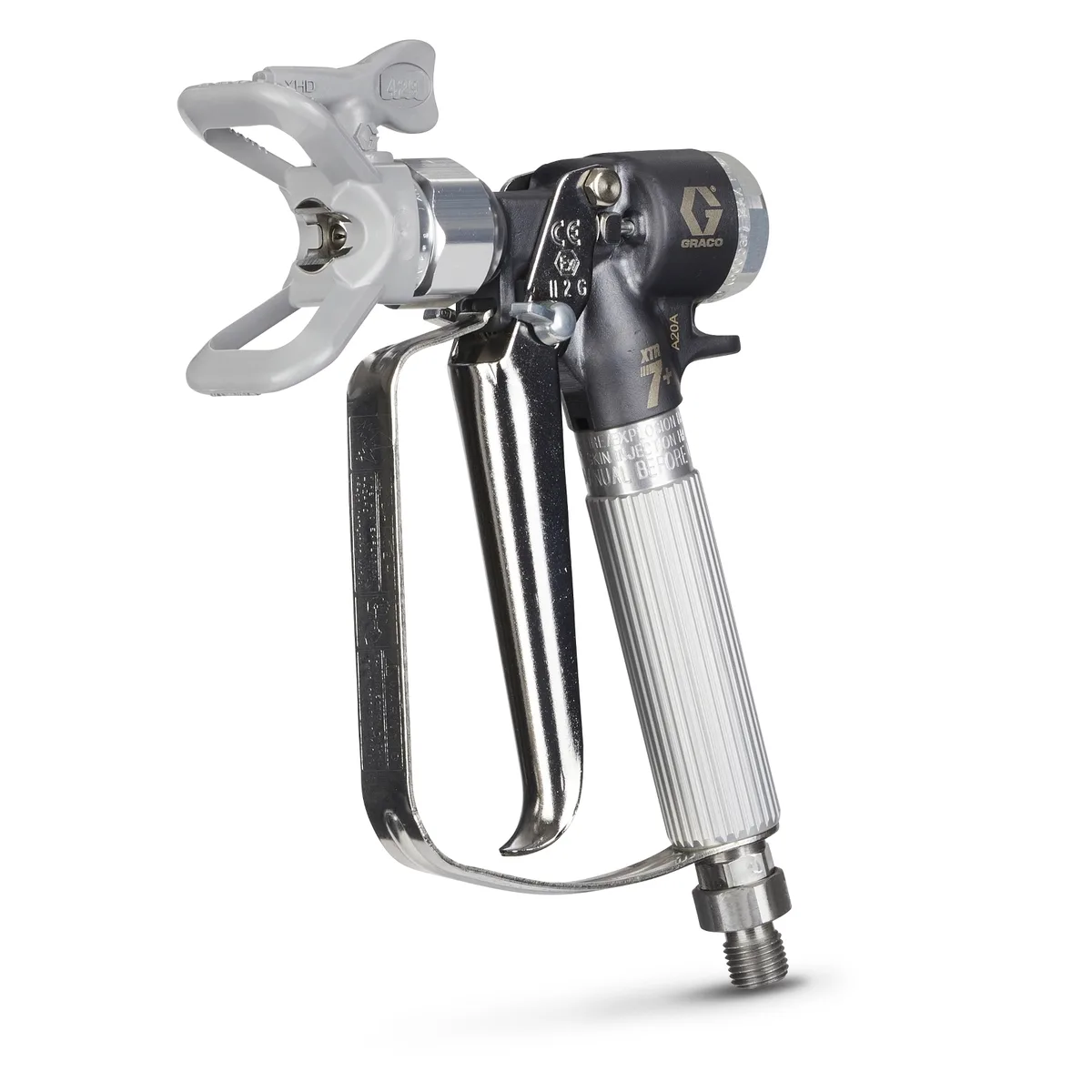 XTR7+ Airless Spray Gun, Round Handle, 4-Finger Trigger, XHD RAC Tip - Graco XTR724