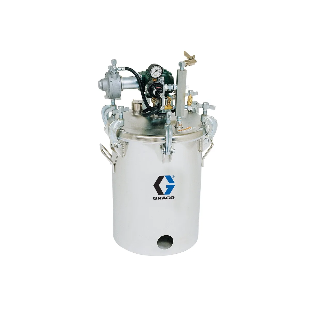 5 Gallon High Pressure (HVLP) Pot with Agitator, Regulated to 100 psi, ASME Rated, 30.5 in (77.5 cm), 74 lbs (34 kg), SST - Graco 236152