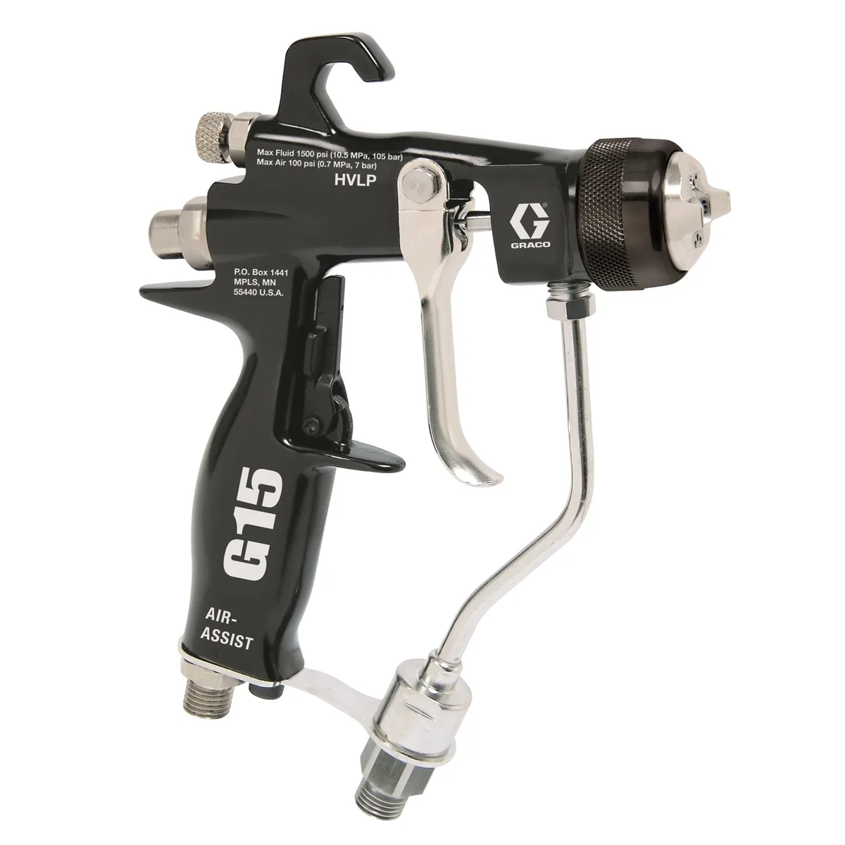 15:1 Merkur AA Package, 0.8 gpm (3 lpm) fluid flow, Wall Mount, PerformAA 15 Gun, Pump Air Controls, Gun Air/Fluid Hose, Suction Hose, DataTrak - Graco G15W26