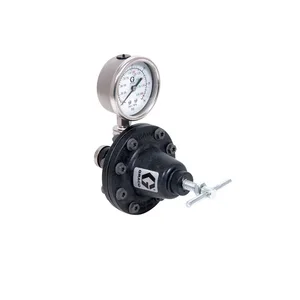 Low Pressure Lightweight Fluid Regulator, Gauge, 20-100 psi (1-7 bar), 0.5 gpm, Acetal, Spring, 1/4(f) x 1/4(f), 1/4(f) Port - Graco 236450