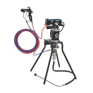 15:1 Merkur ES Air Assisted Package, 0.4 gpm (1.5 lpm) fluid flow, standard mount, with PerformAA 15 gun, suction hose, and stainless steel - Graco 24F159
