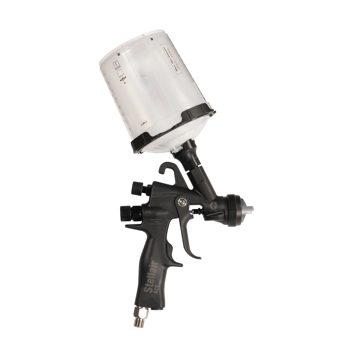 Stellair ACE Air Spray Gravity Feed Gun, Conventional, 0.055 in (1.4 mm) Nozzle, 3M PPS Cup - Graco 2010717