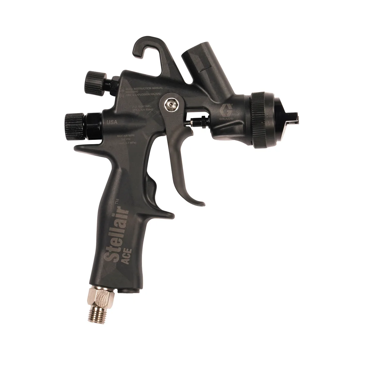 Stellair ACE Air Spray Gravity Feed Gun, LVMP, 0.070in (1.8 mm) Nozzle, without Cup - Graco 2010953