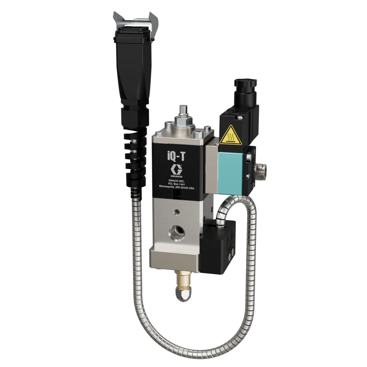 iQ Dispense Valve, Tip-Seal, Heated, 0.051in (1.3mm) Tip , 0in (000mm) Nozzle, Direct Mount Solenoid - Graco 2011589