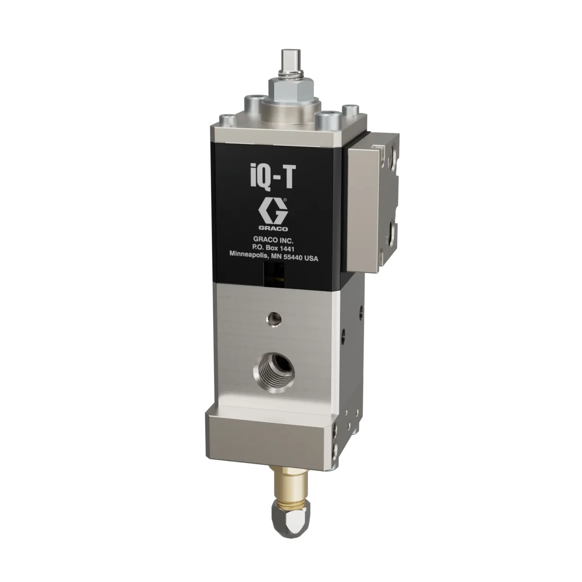 iQ Dispense Valve, Tip-Seal, Ambient, 0.079in (2.0mm) Tip, 0in (000mm) Nozzle, Remote Mount Solenoid - Graco 2011596