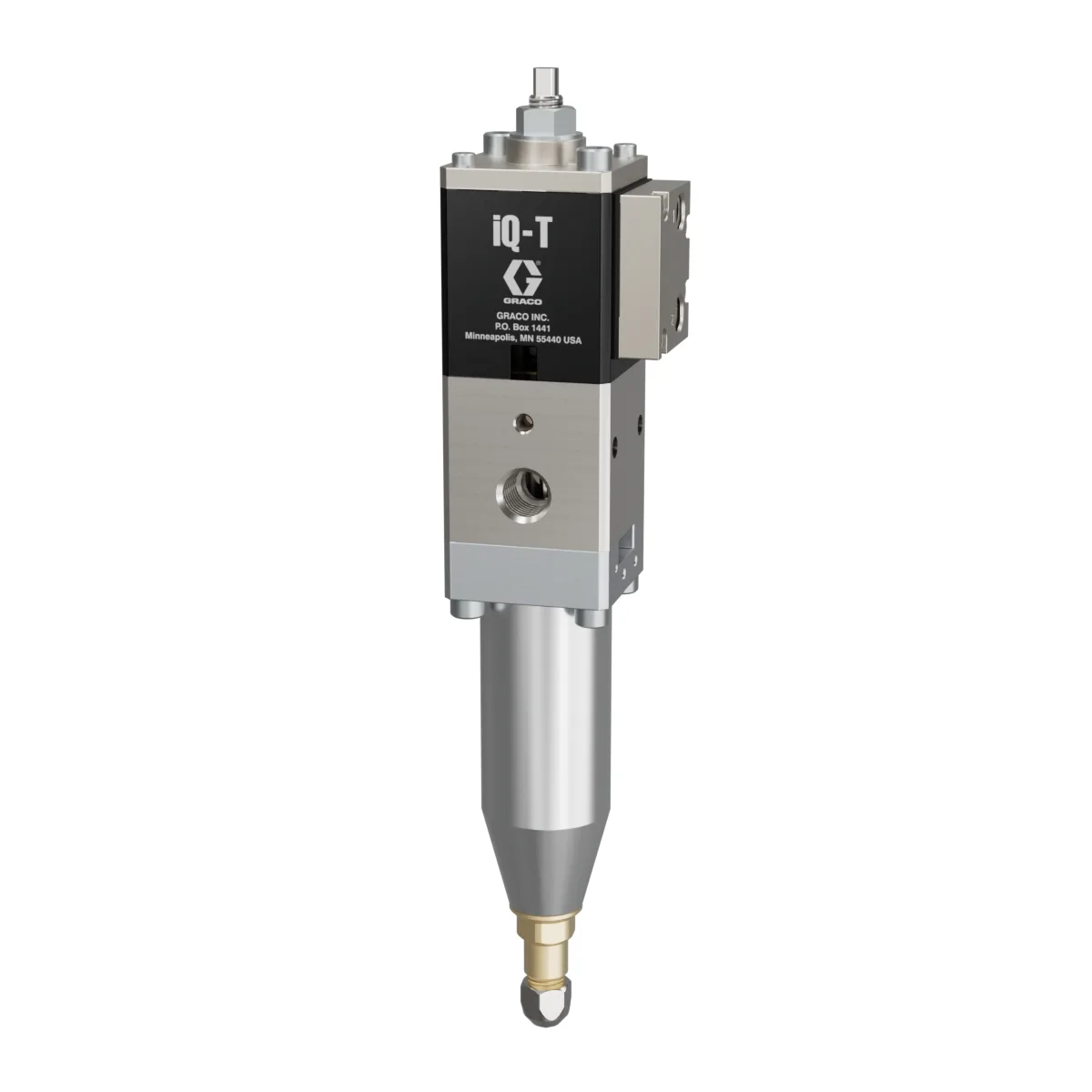 iQ Dispense Valve, Tip-Seal, Ambient, 0.079in (2.0mm) Tip, 2.36in (60mm) Nozzle, Remote Mount Solenoid - Graco 2011609