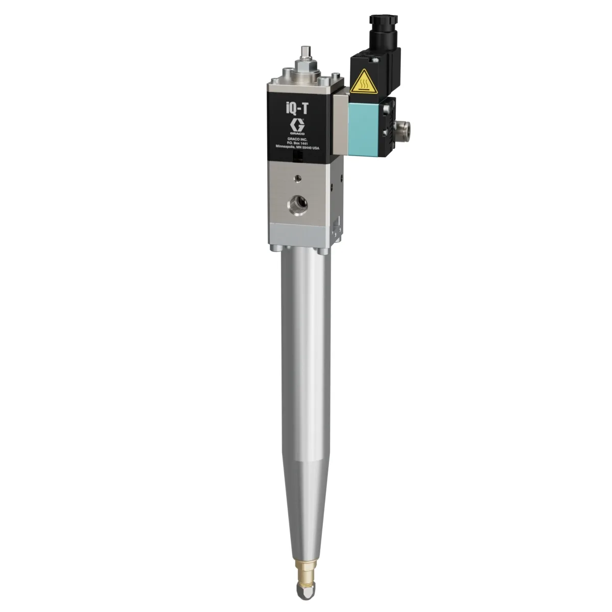 iQ Dispense Valve, Tip-Seal, Ambient, 0.039in (1.0mm) Tip, 7.87in (200mm) Nozzle, Direct Mount Solenoid - Graco 2011613