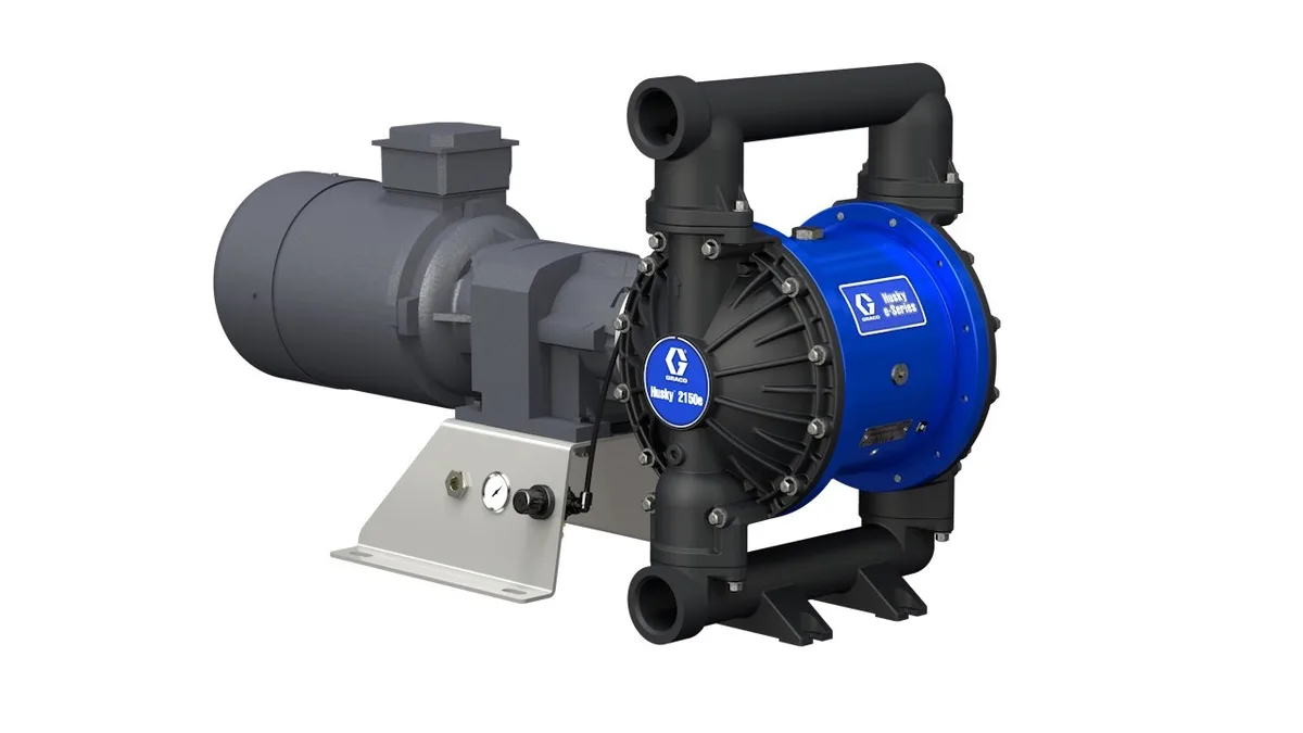 Husky 2150e 2 in. (51 mm) AL Electric Diaphragm Pump; 7.5 Hp AC Motor, No CMPSR, End Port NPT, AL Center, SS Seat, SD Ball, PT Diaphragm - Graco 655005