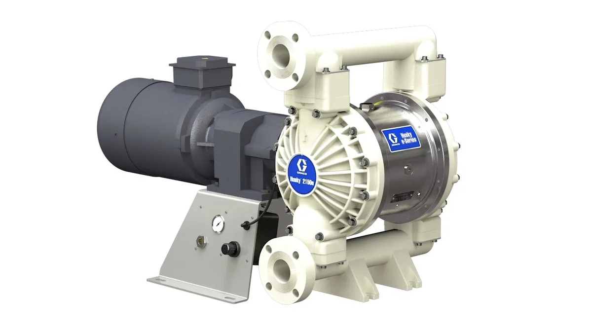 Husky 2150e 2 in. (51 mm) CP Electric Diaphragm Pump; -- No Motor, No CMPSR, End Port Flange, SS Center, PP Seat, PT Ball, PT Diaphragm - Graco 656357