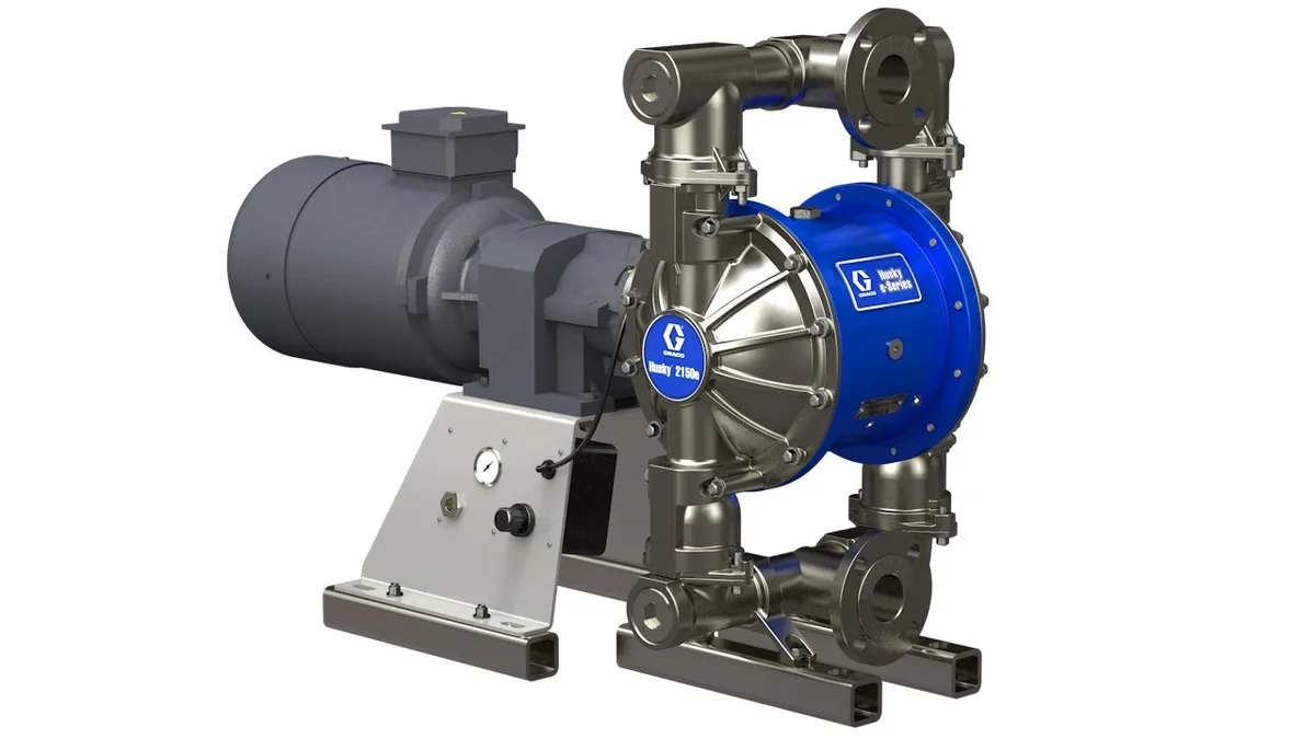 Husky 2150e 2 in. (51 mm) SS Electric Diaphragm Pump; 5.0 Hp ATEX Motor, No CMPSR, Cntr Port Flange, AL Center, SS Seat, PT Ball, PT Diaphragm - Graco 657177