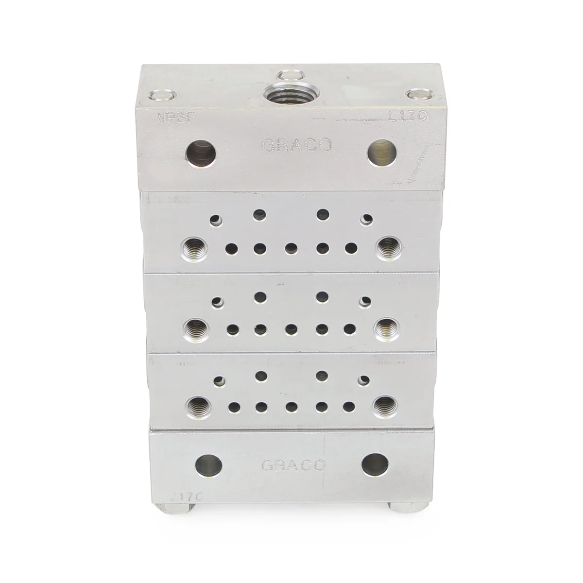 Trabon® MSP Stainless Steel Divider Valve - 3 Section Base Plate Assembly, BSPP - Graco 24N388