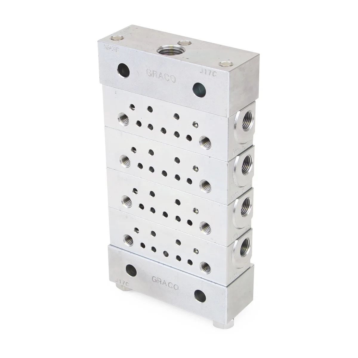 Trabon® MSP Stainless Steel Divider Valve - 4 Section Base Plate Assembly, NPSF - Graco 24N383