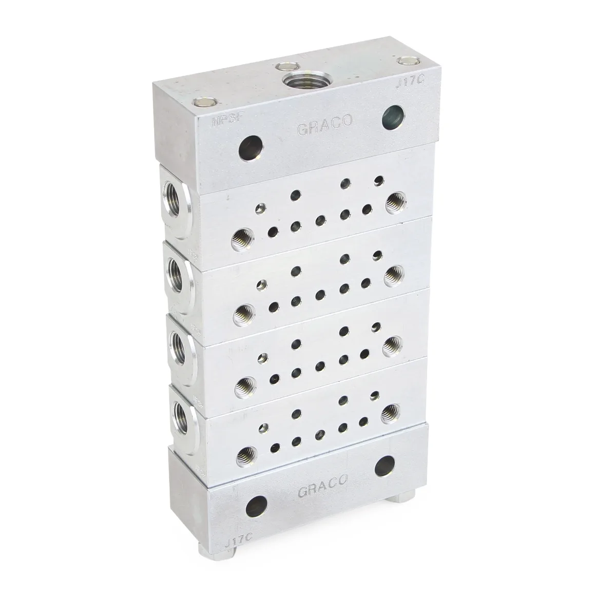 Trabon® MSP Stainless Steel Divider Valve - 4 Section Base Plate Assembly, NPSF - Graco 24N383