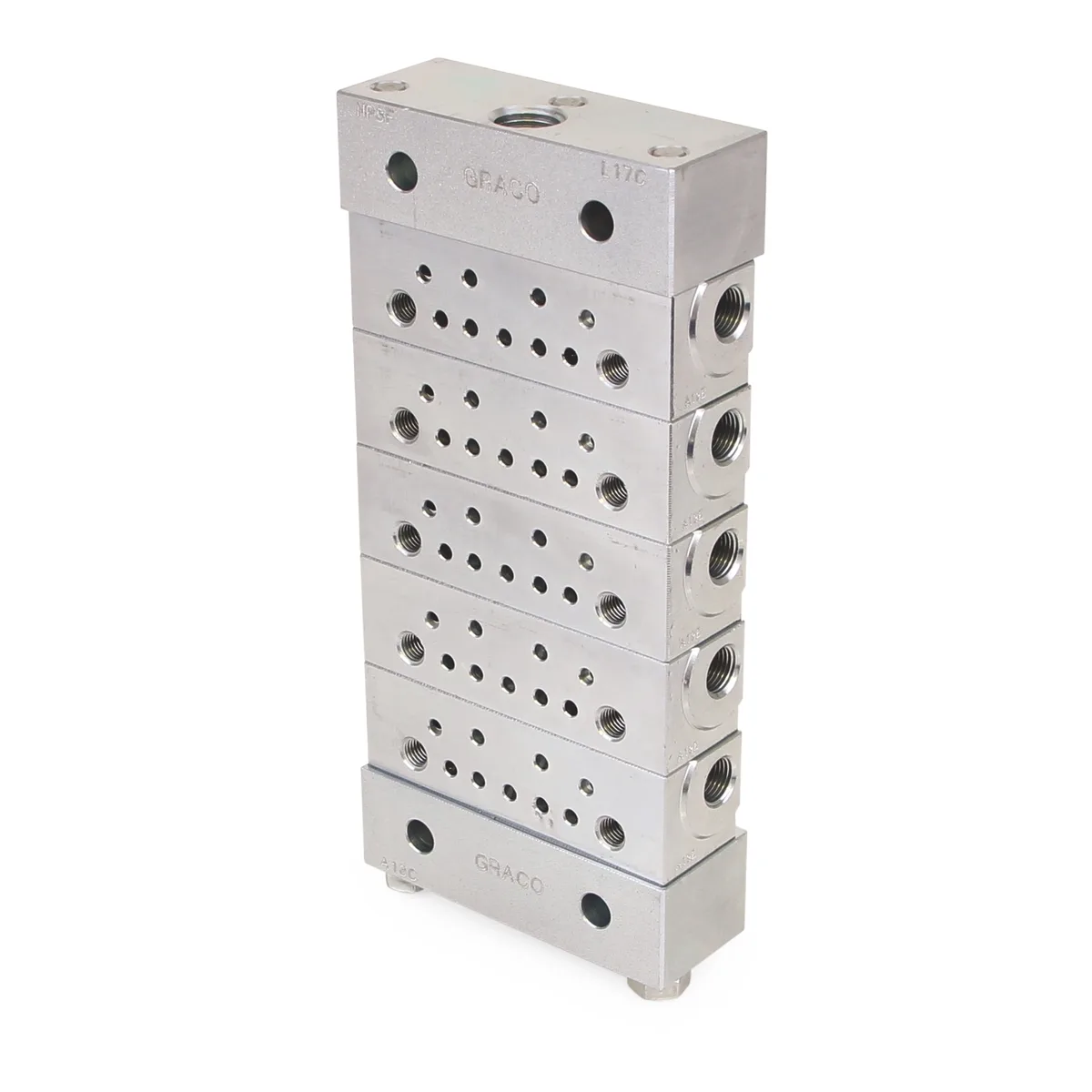 Trabon® MSP Stainless Steel Divider Valve - 5 Section Base Plate Assembly, NPSF - Graco 24N384