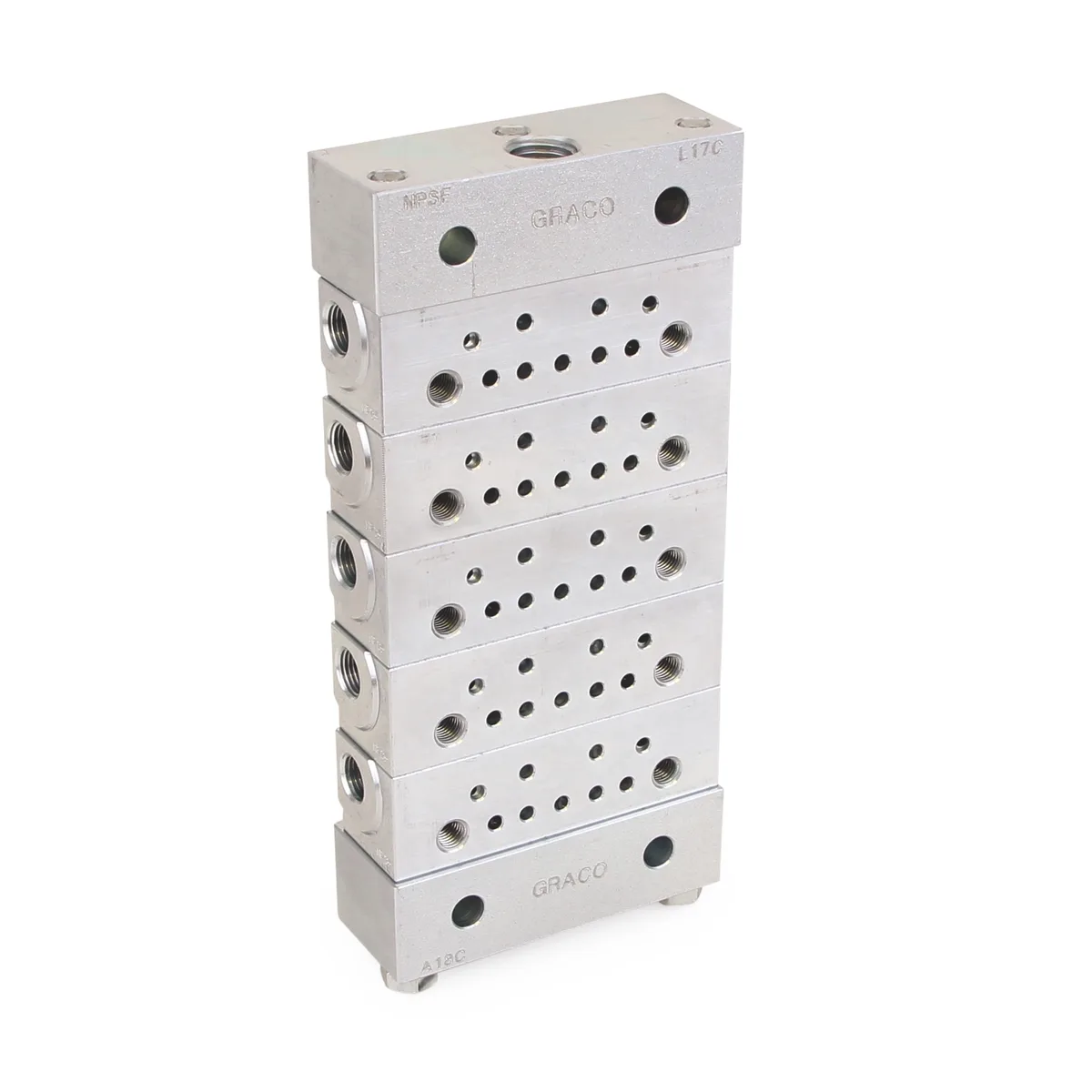 Trabon® MSP Stainless Steel Divider Valve - 5 Section Base Plate Assembly, NPSF - Graco 24N384