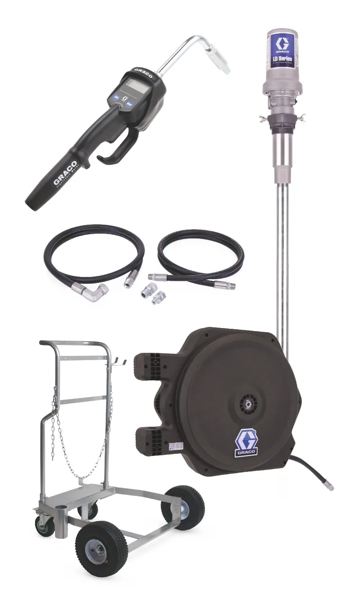 LD Series 5:1 200 Liter Mobile Oil Pump Package - Manual Meter Type - Graco 24H916