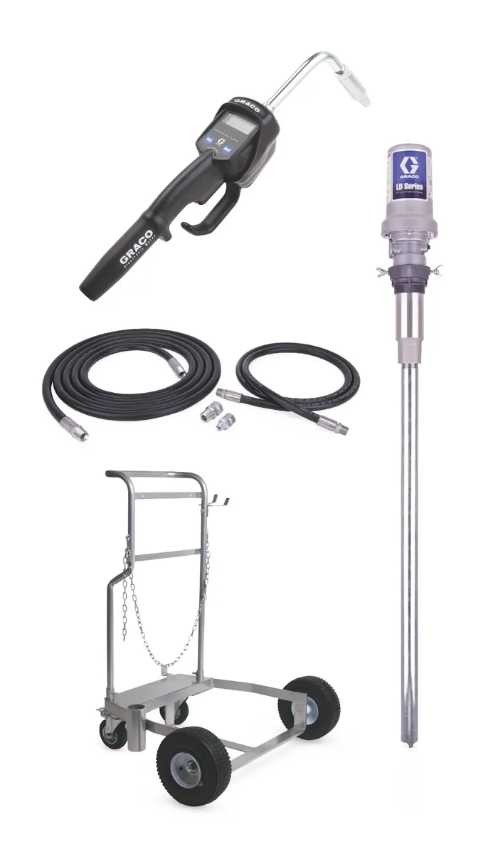 LD Series 5:1 55 Gallon (200 Liter) Barrel Mobile Oil Pump Package - Manual Meter - Graco 24H940