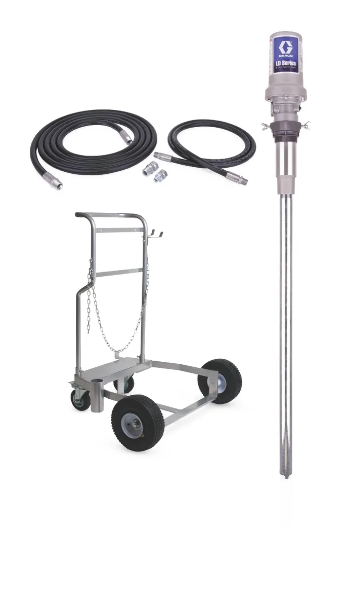 LD Series 5:1 55 Gallon (200 Liter) Barrel Mobile Oil Pump Package - Manual Meter - Graco 24H940