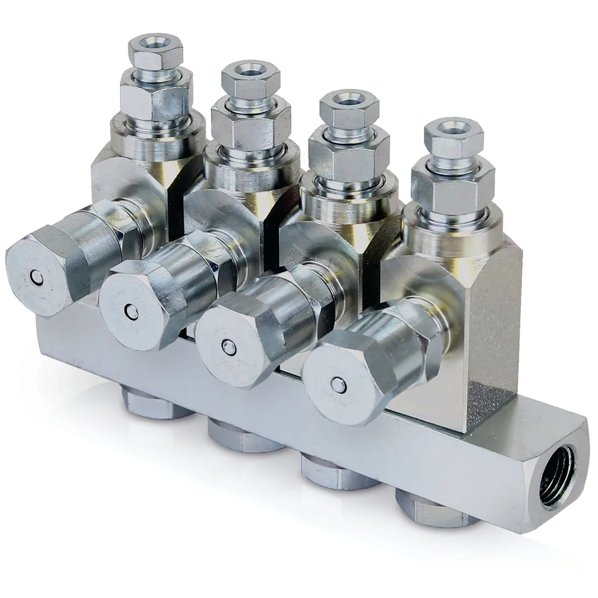 GL-32 Grease Injector, 304 Stainless Steel, 4-Injector Manifold, 1/8 in. BSPP x 6 mm - Graco 24F554