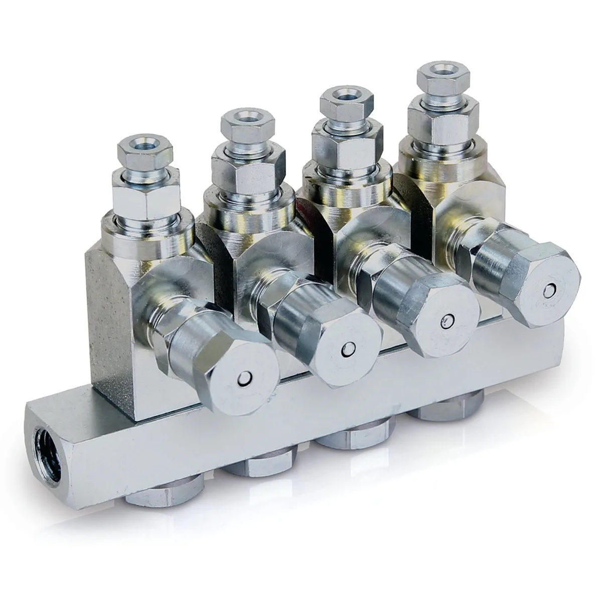 GL-32 Grease Injector, 304 Stainless Steel, 4-Injector Manifold, 1/8 in. BSPP x 6 mm - Graco 24F554