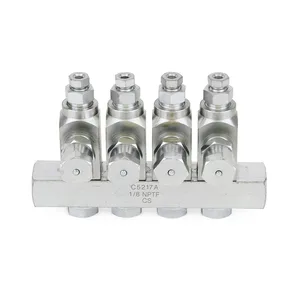 GL-33 Grease Injector, Carbon Steel, 4 Injector Manifold, 1/8 in. BSPP x 6 mm - Graco 24W504