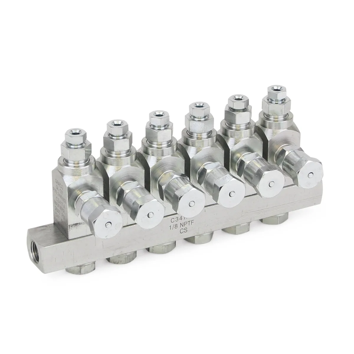 GL-33 Grease Injector, Carbon Steel, 6 Injector Manifold, 1/8 NPT - Graco 24W405