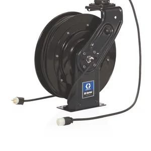 SD 10 Series 120 Volt Cord Reel - Single Industrial Receptacle - 95 ft (29 m), 12 AWG, 18 Amp Cord - Black - Graco 24Y882