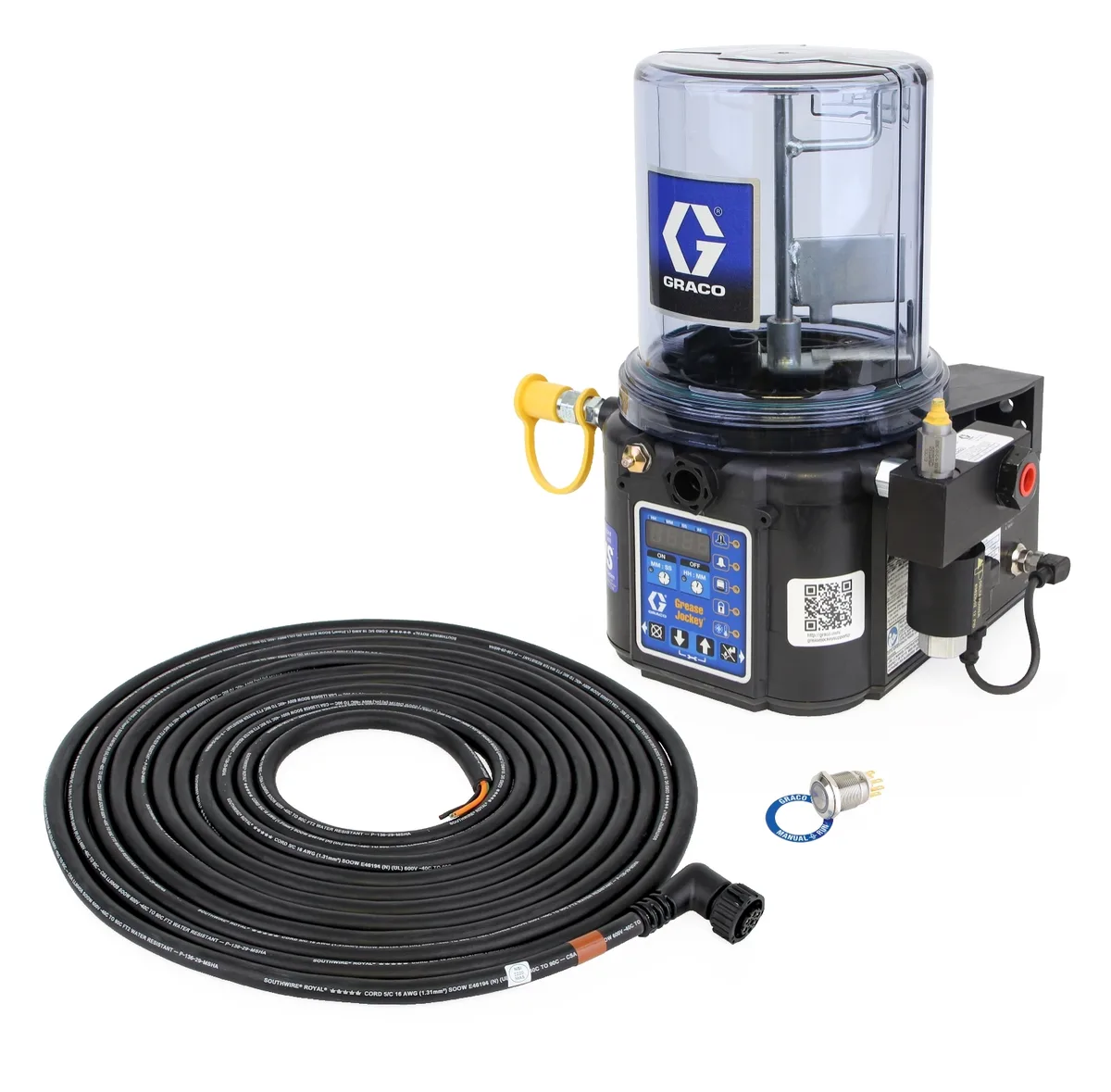 Electric Grease Jockey® Pump, 24V, Data Management System, Manual Run Button - Graco 25C993