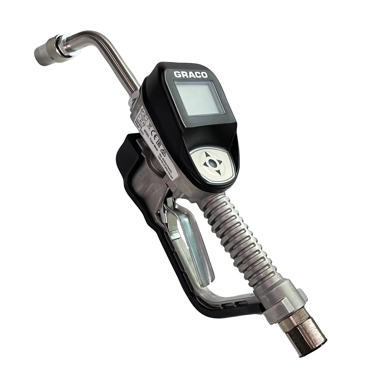 Pulse® Metered Dispense Valve for Coolant Applications - 1/2 in NPT inlet swivel, Rigid Extension, Manual Twist Lock Nozzle - Graco 26D777