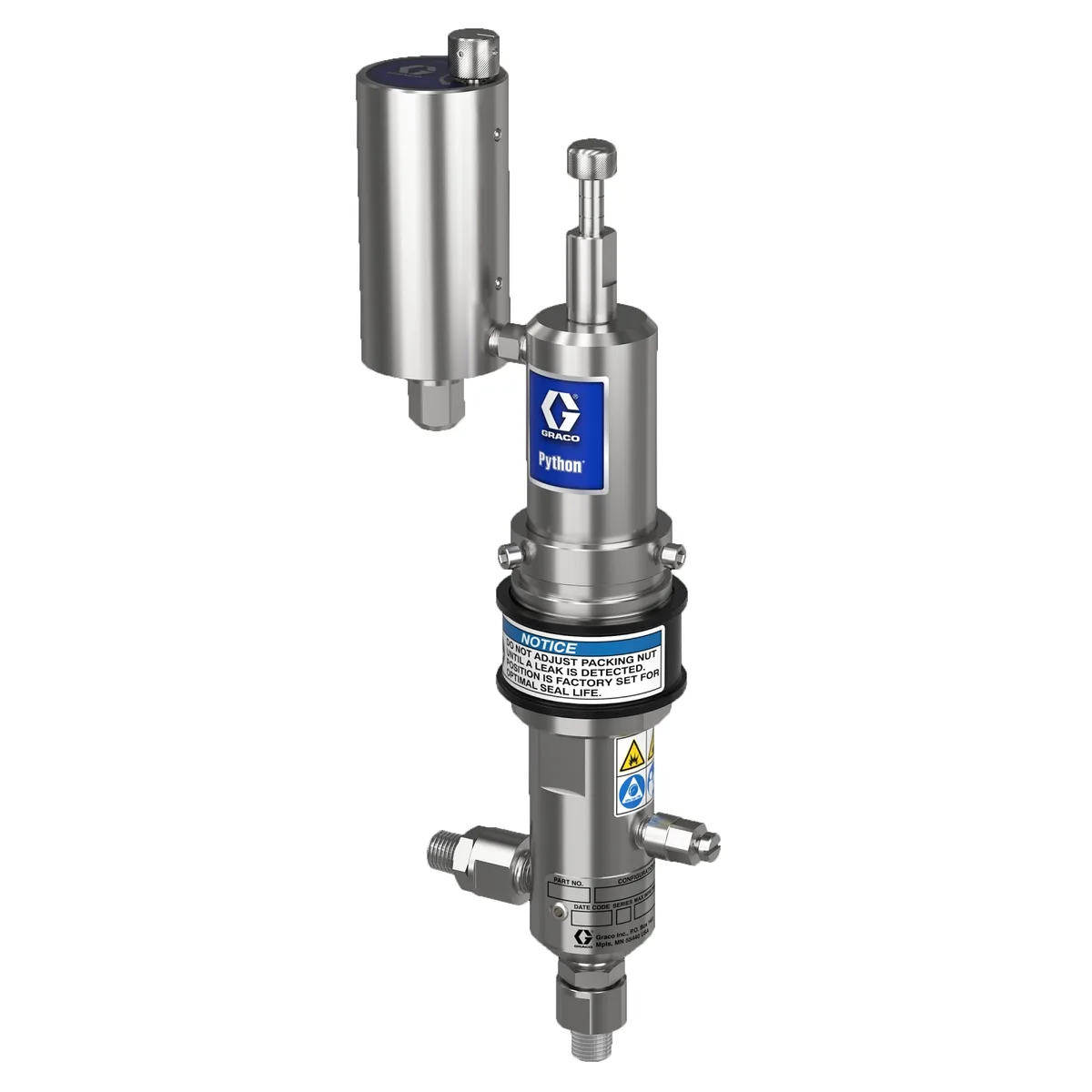 Python® Pneumatic Chemical Injection Pump, 1-3/4 in Air Motor, 3/8 in Plunger, HNBR Seals - Graco 2A25052