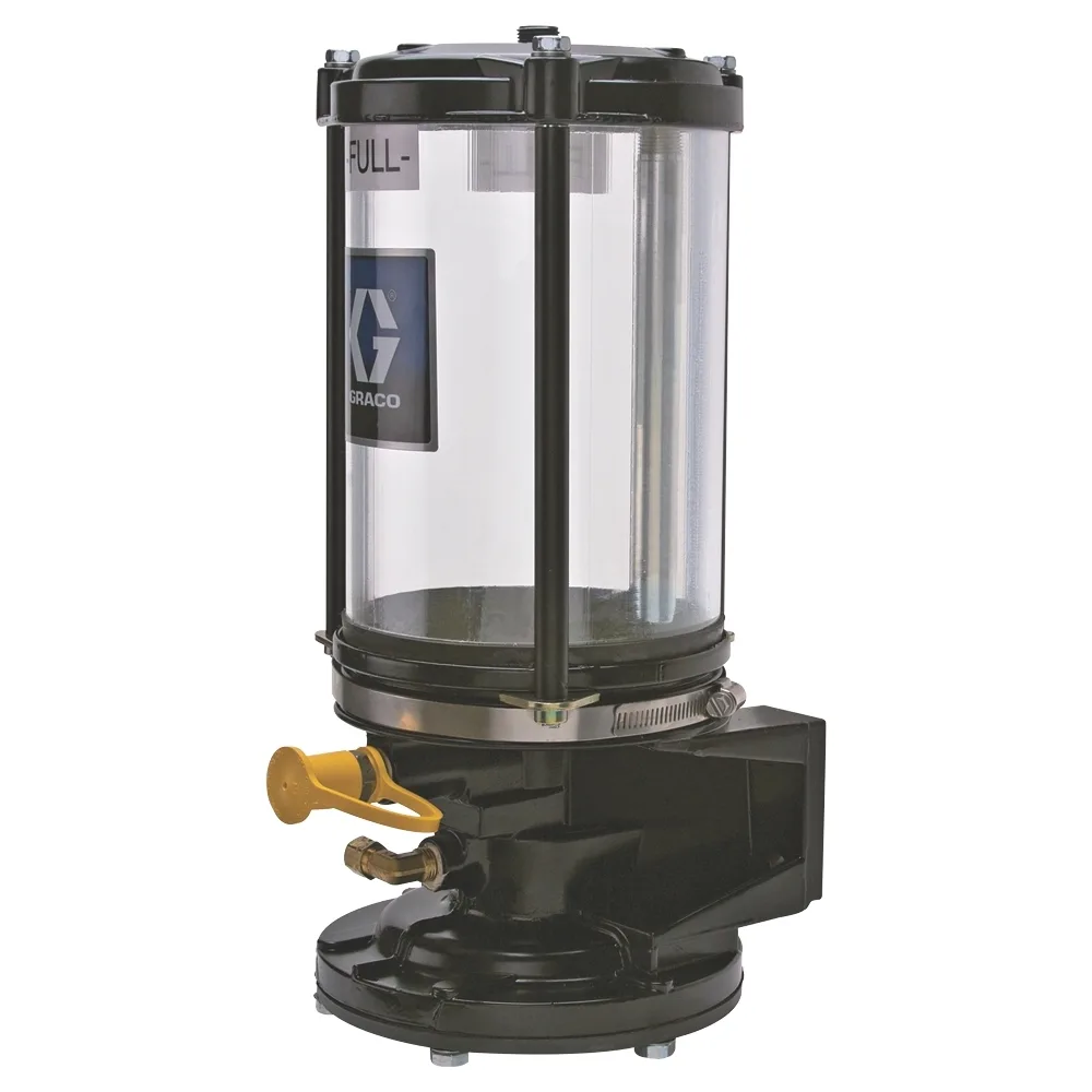 Pneumatic Grease Jockey® Pump with 6 lb. (2.72 kg)Reservoir, Elbow Fill Port, Front Facing 45° Down Elbow Fluid Outlet - Graco 563593