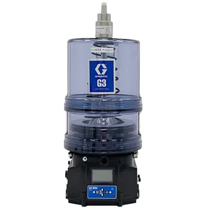 G3® Max Grease Lubrication Pump, 24 VDC, 8 liter reservoir w Auto-Fill Shut-Off, follower plate and low level paddle, CPC-7 I/O connector for power, remote button, and alarms for telematics, M12 connectors for vent valve, one pressure sensor, machine count and one cycle switch - Graco 96G580