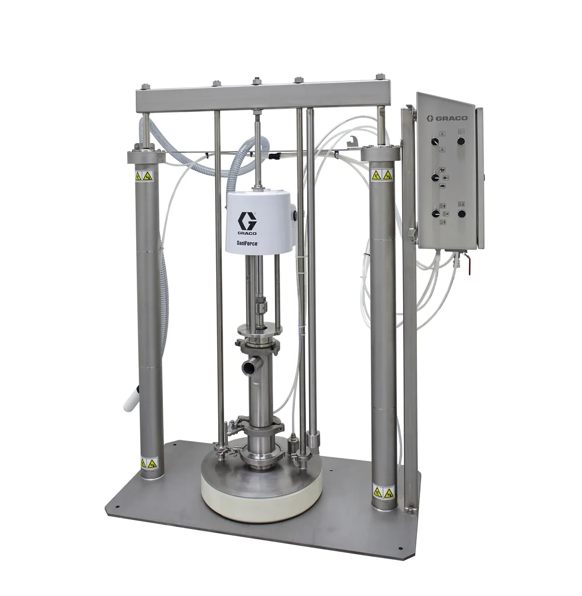 SaniForce Ram Unit, Stainless Steel Frame, 5:1 PP, Inflatable Seal, Enclosed Pneumatic Controls - Graco SDU.A02AAA2AA0C21