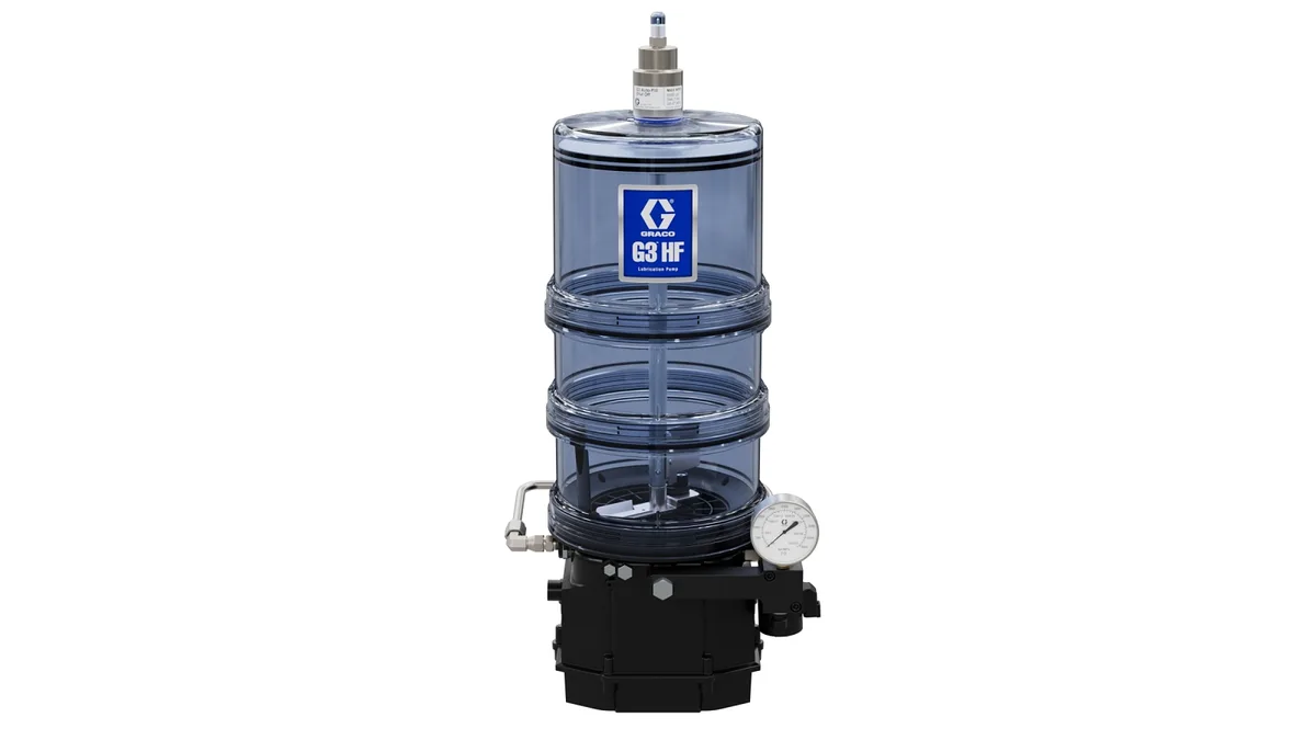 G3® Standard High Flow Grease Lubrication Pump with 8L Reservoir, Low Level Switch, Pressure Switch, 24 VDC, CPC - Graco 96G411