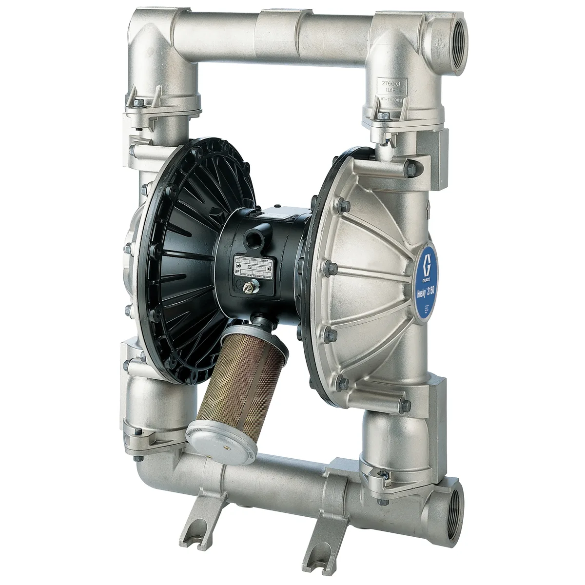 Husky 2150 2 in. (51 mm) NPT SS Pump, AL Center Section, SS Seats, PTFE Balls & PO Diaphragm - Graco 24B801