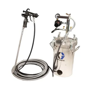 2 Gallon (7.5 L) Pressure Pot with Agitator and Stellair ACE Air Spray Gun, 0.055 in (1.4 mm) nozzle, 25 ft (7.6 m) fluid and air hose - Graco 2006498