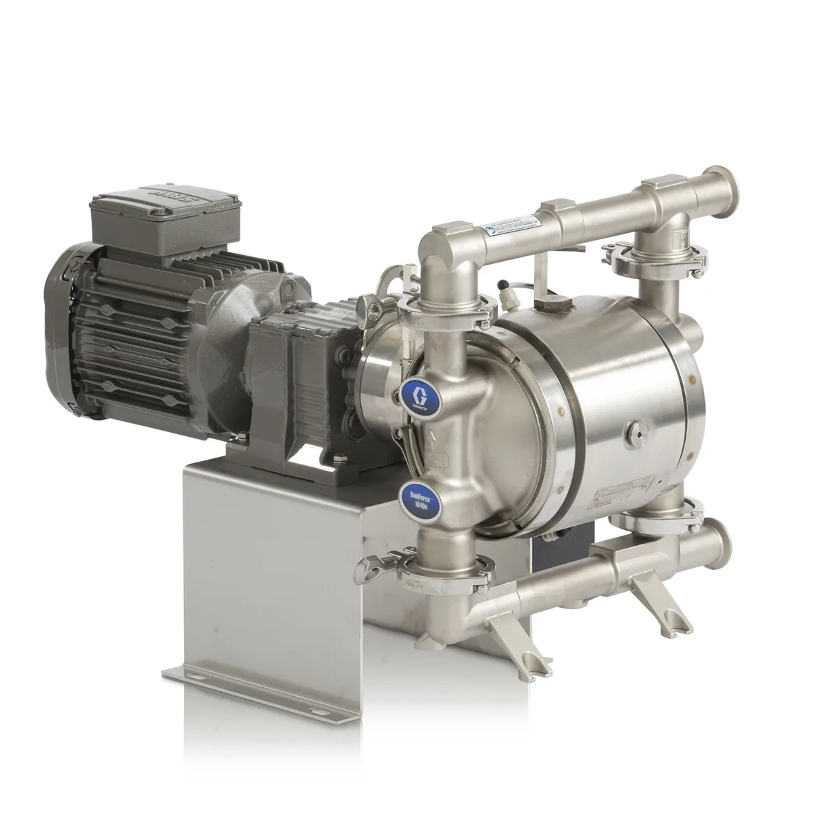 SaniForce 1040e Sanitary S/S EODD Pump with S/S Seats, PTFE O-Rings, Santoprene Balls & Diaphragm & 1.5 in Sanitary Flange - Graco 24Y597