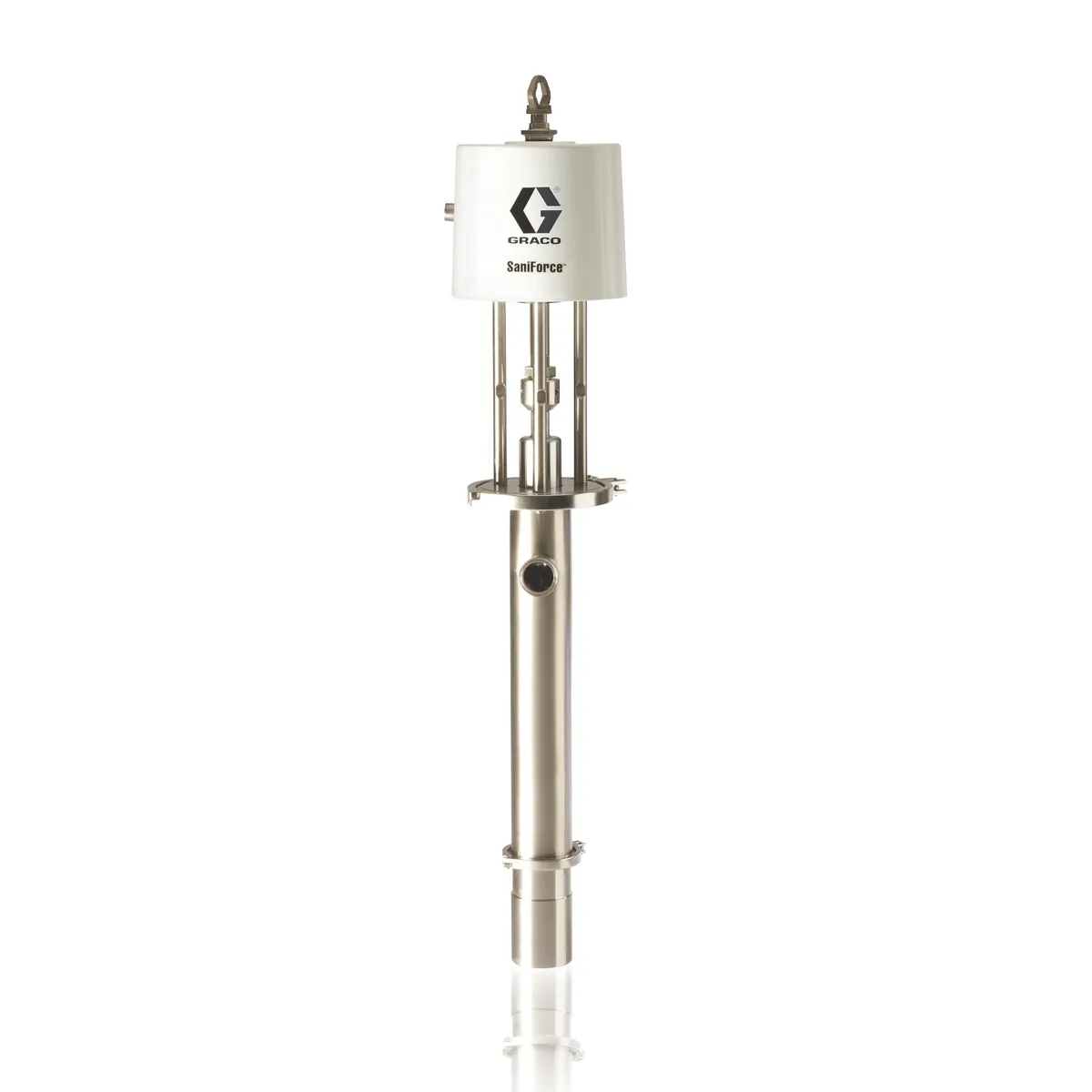 5:1 Ratio SaniForce Double Ball Drum Length Piston Pump with 4 in Inlet - Graco 24F195