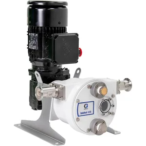 SoloTech h10 Peristaltic Pump, 0.75 hp AC motor with high-speed gear reducer, .11-.67 gpm, FDA Nitrile Hose, SST Sanitary Clamp Barb - Graco 19D110